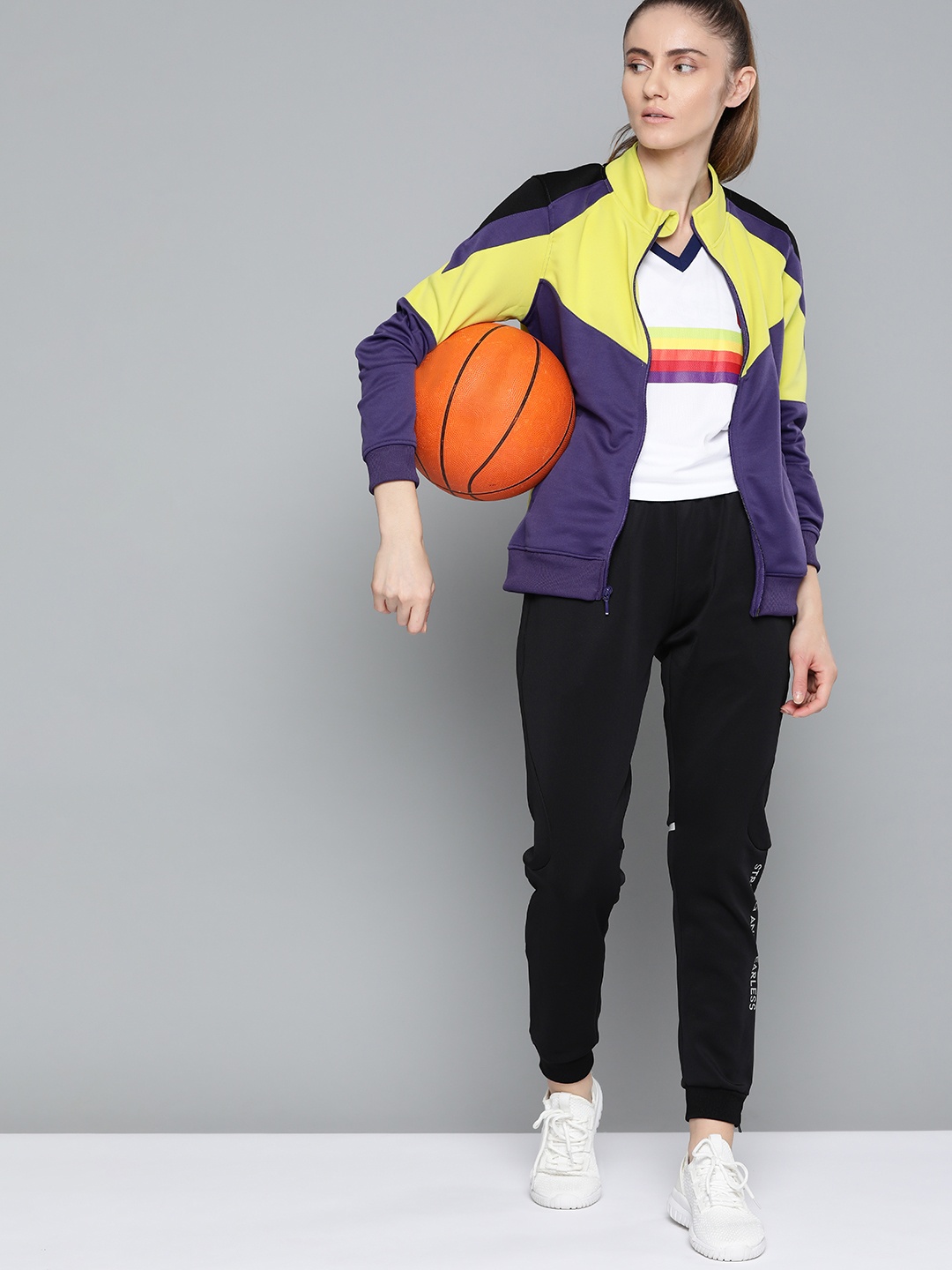 

HRX By Hrithik Roshan Basketball Women Mulberry Purple Rapid-Dry Colourblock Jackets