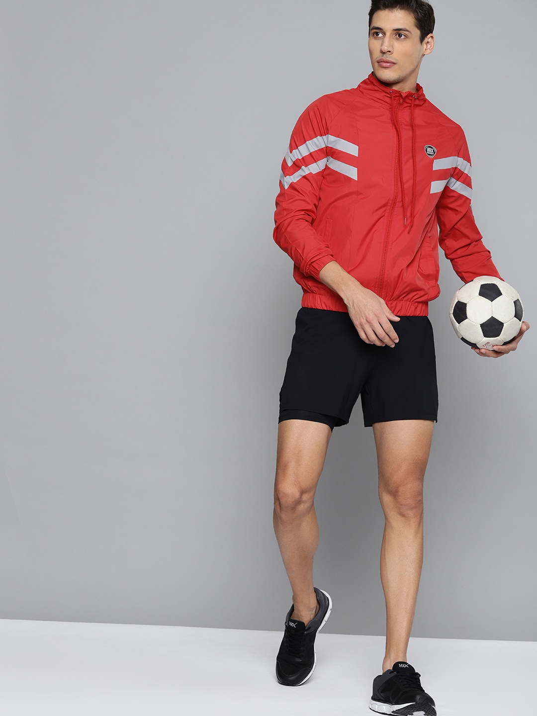 

HRX by Hrithik Roshan Football Men Oxy Fire Rapid-Dry Solid Sports Jacket, Red