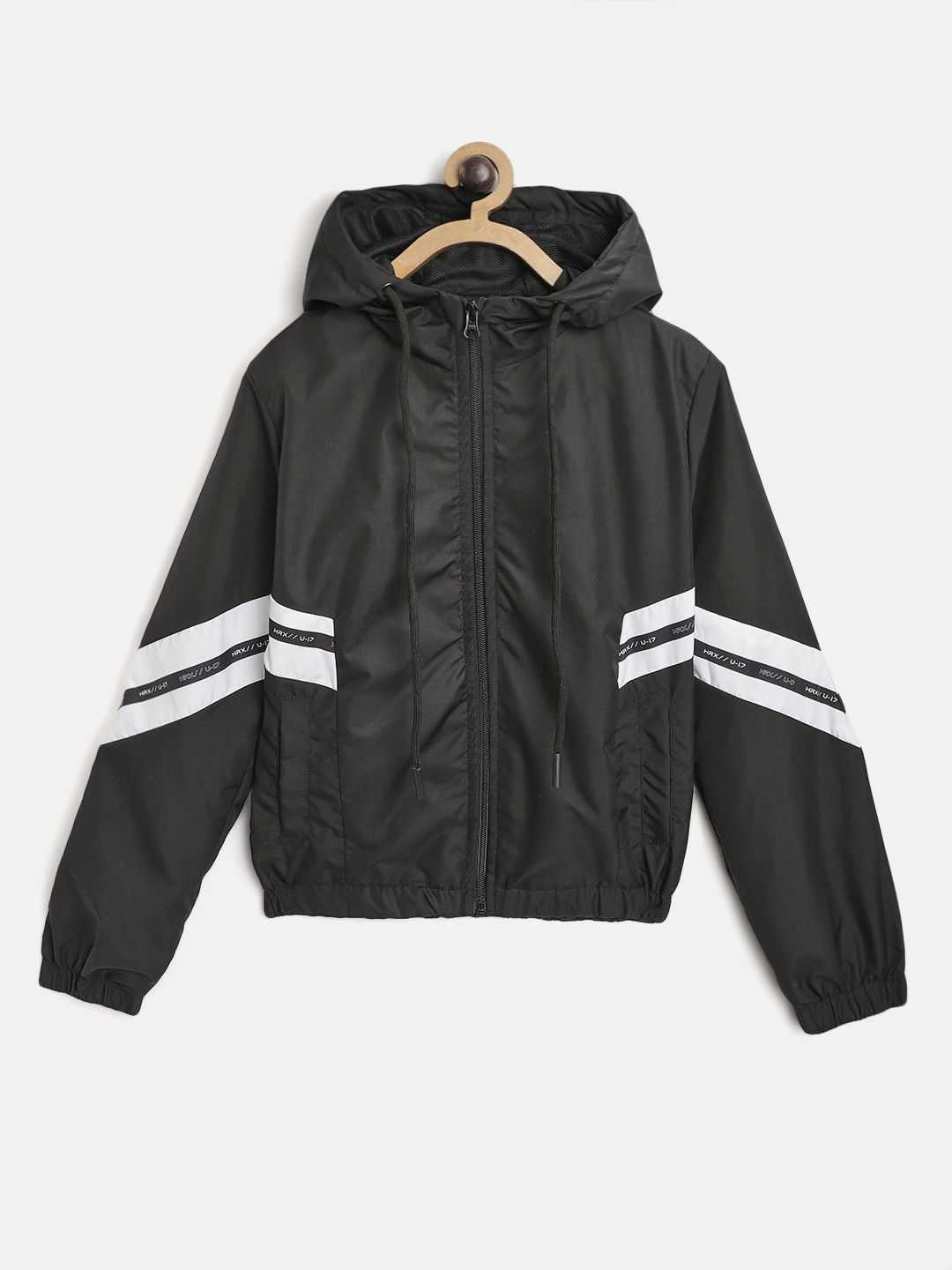 

HRX By Hrithik Roshan U-17 Lifestyle Boys Jet Black Rapid-Dry Colourblock Jackets