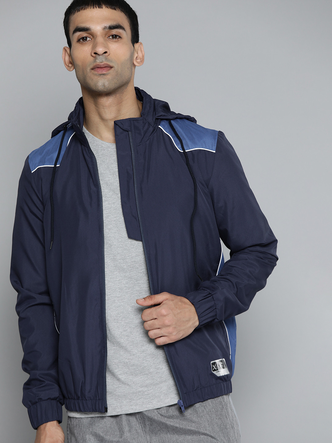

HRX By Hrithik Roshan Basketball Men Medieval Blue Packable Colourblock Jackets, Navy blue