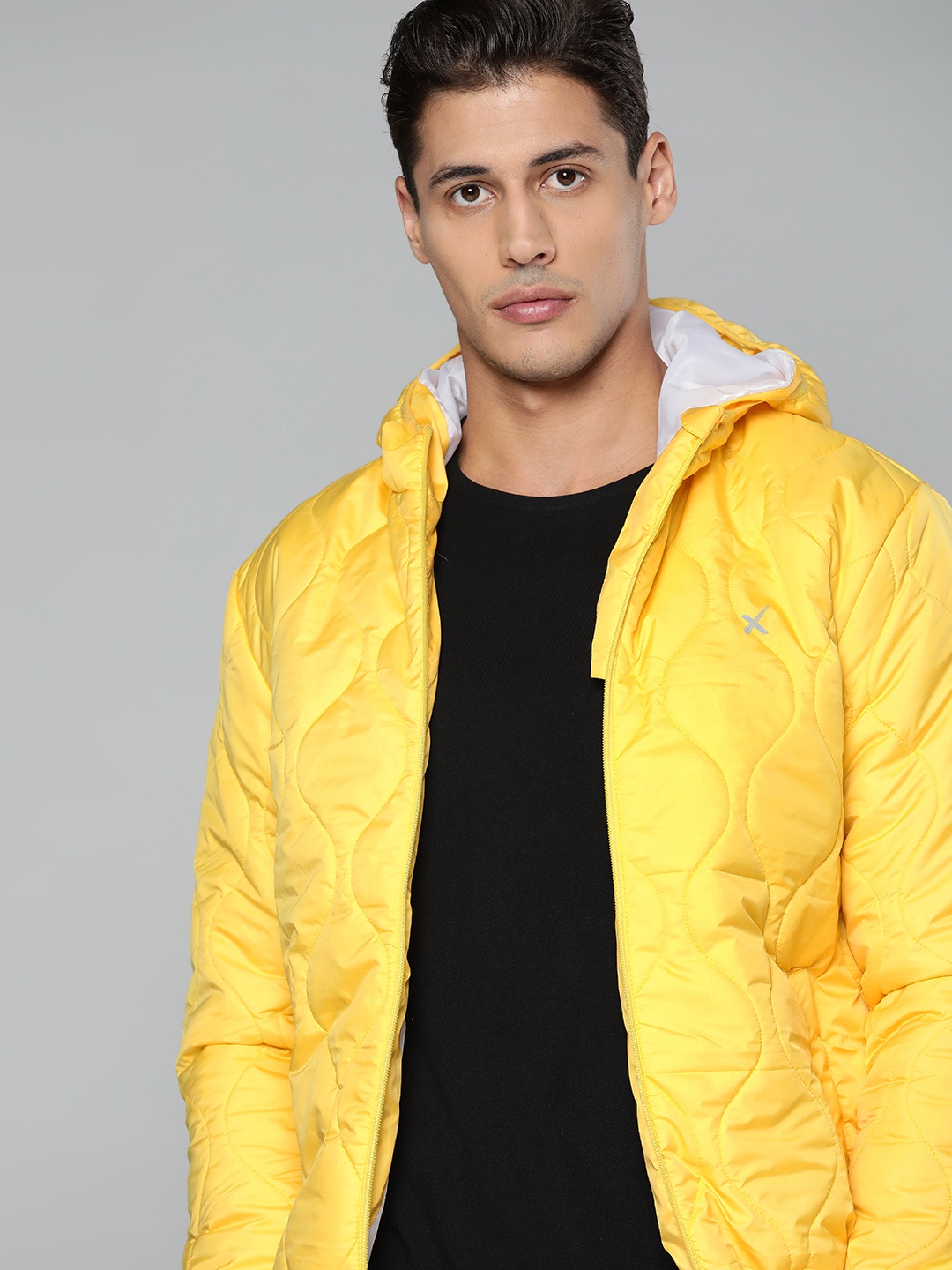 

HRX By Hrithik Roshan Lifestyle Men Lemon Drop Solid Quilted Hooded Jacket, Yellow