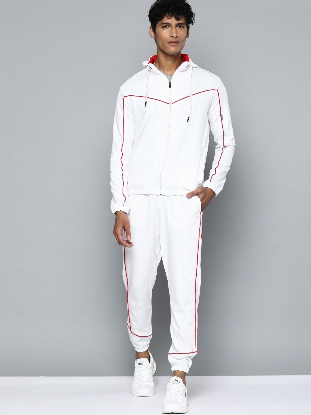 

HRX By Hrithik Roshan Lifestyle Men Optic White Bio-Wash Solid Tracksuits