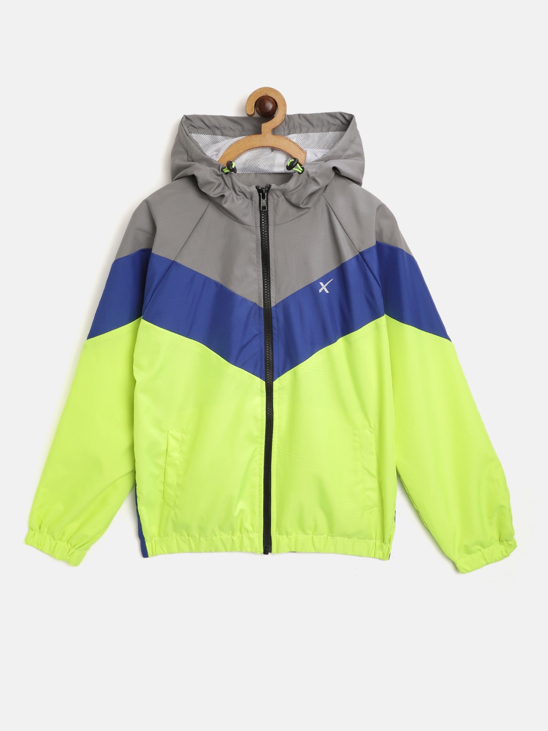 

HRX By Hrithik Roshan U-17 Active Boys Grey Rapid-Dry Colourblock Jackets, Fluorescent green