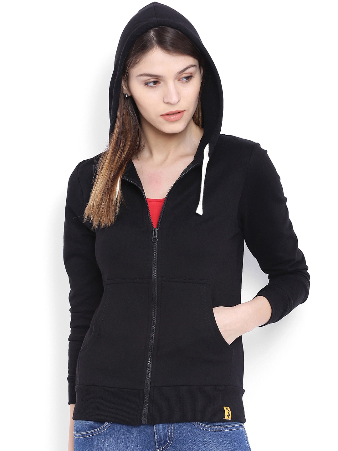 

Campus Sutra Black Hooded Sweatshirt