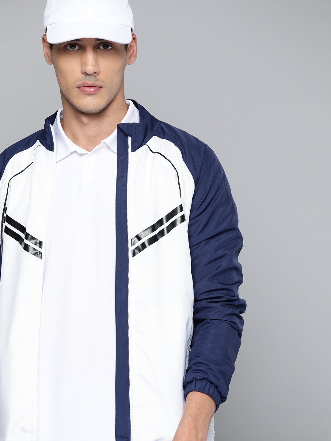 

HRX By Hrithik Roshan Men Cricket Optic White Rapid-Dry Colourblock Jackets