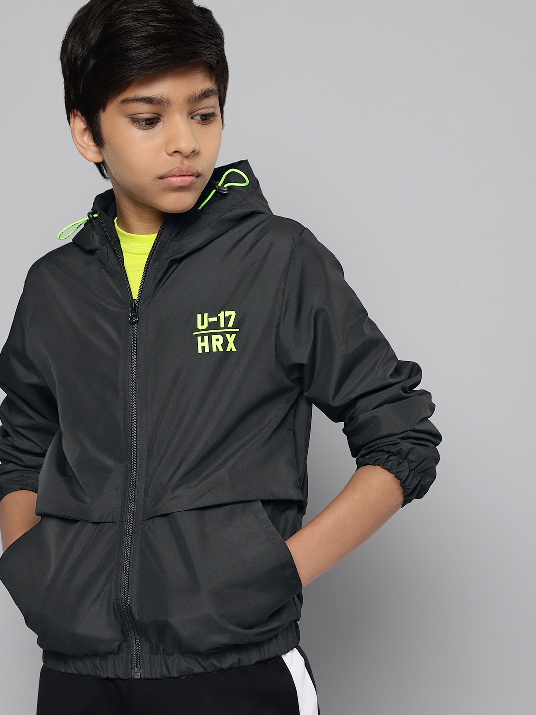 

HRX By Hrithik Roshan U-17 Active Boys Jet Black Rapid-Dry Solid Jacket