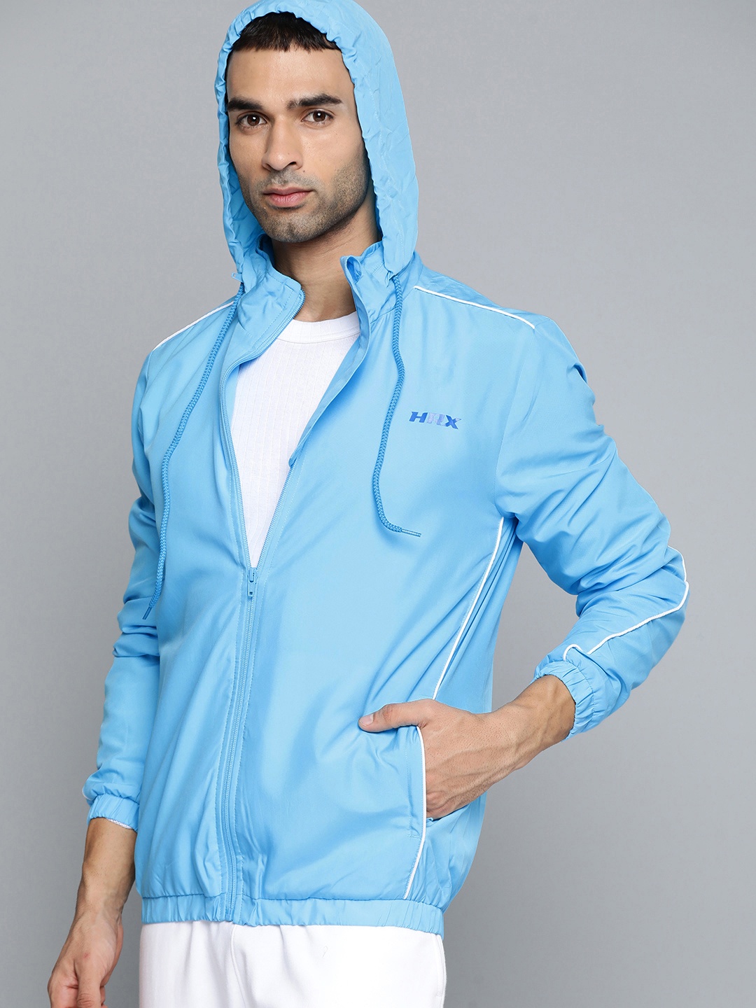 

HRX By Hrithik Roshan Lifestyle Men Aquarius Rapid-Dry Solid Jackets, Blue