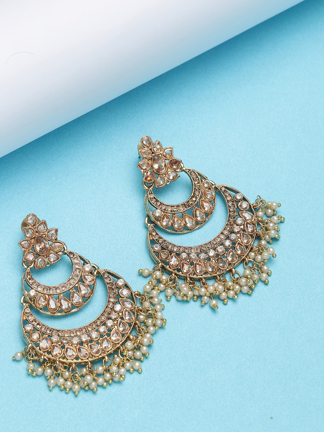 

PANASH Gold-Plated Crescent Shaped Chandbalis