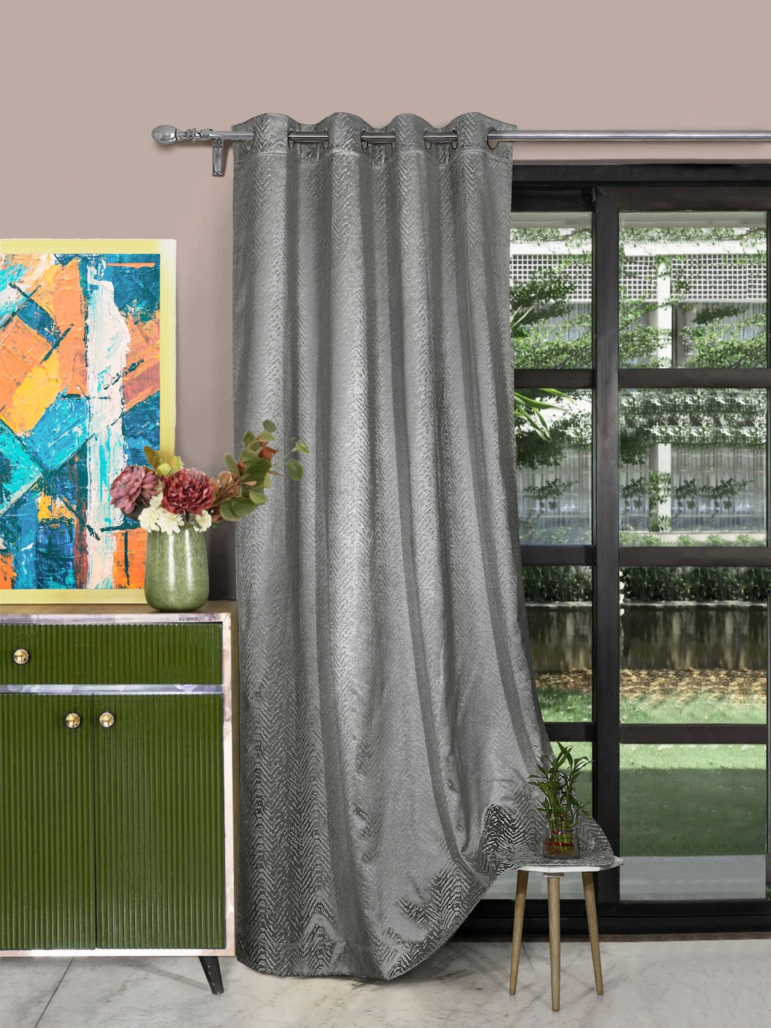 

ROSARA HOME Grey Single Door Curtain