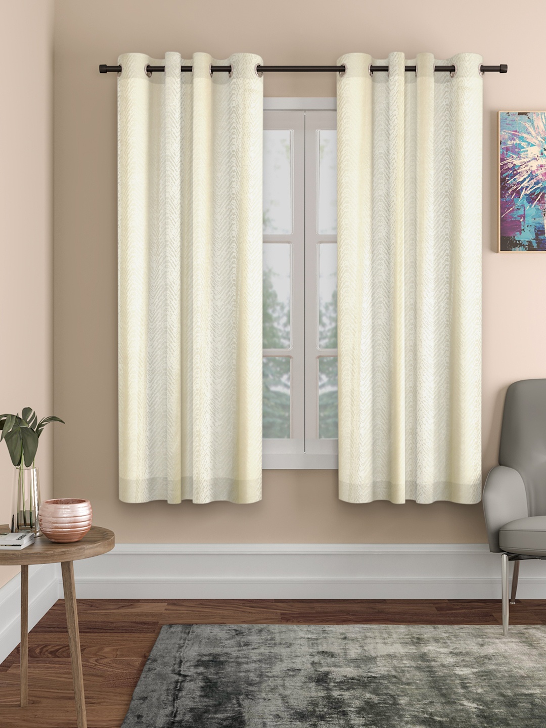 

ROSARA HOME Cream-Coloured Set of 2 Window Curtains