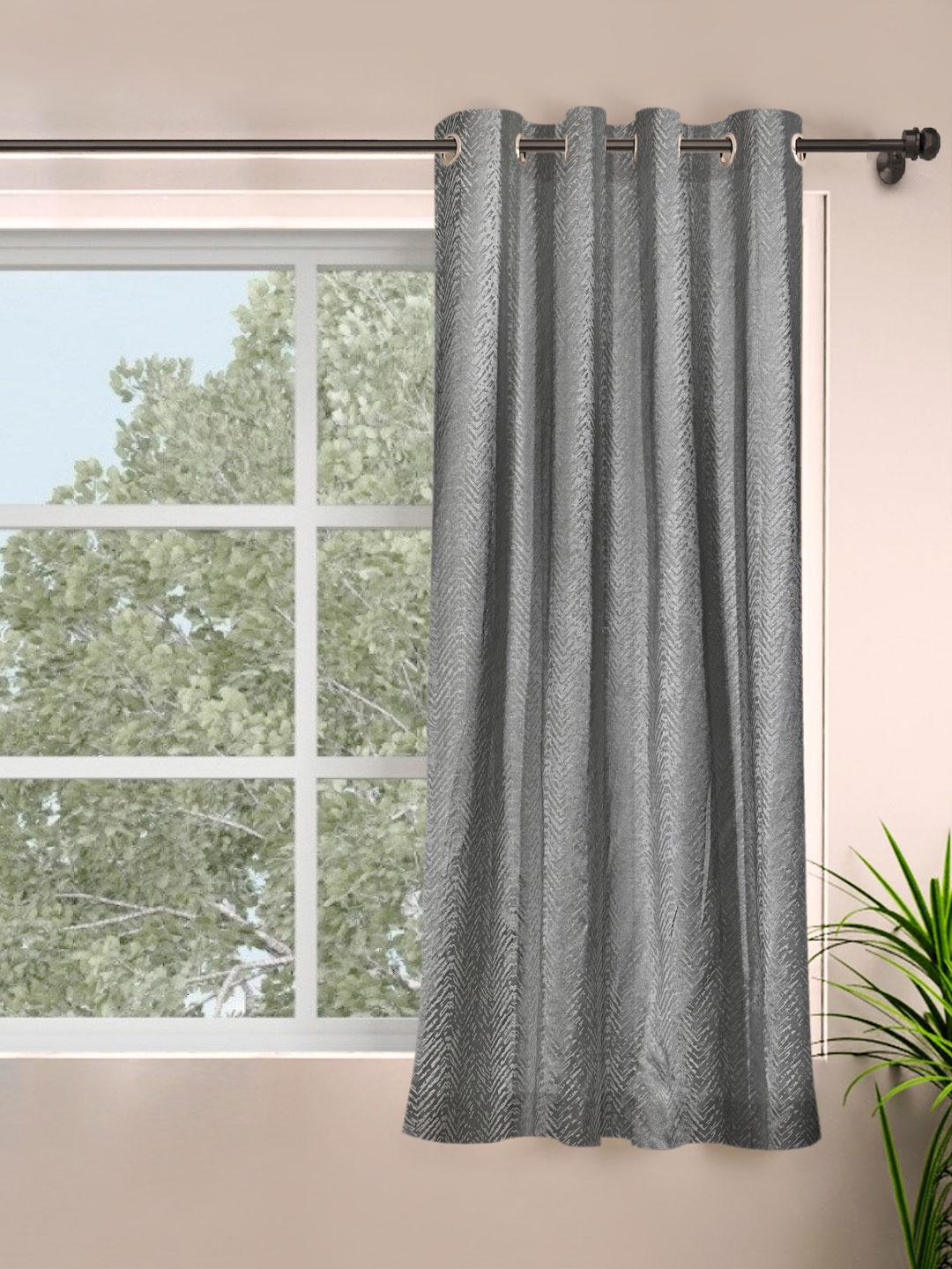 

ROSARA HOME Unisex Grey Abstract Pack of Single Window Curtain