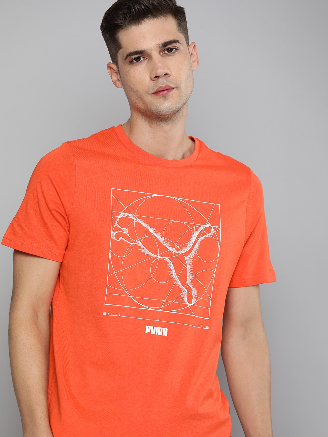 

Puma Men Orange Brand Logo Printed Renaissance Cat Pure Cotton T-shirt