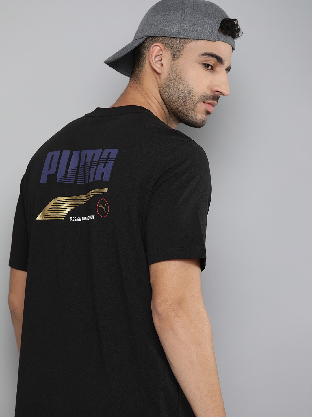 

Puma Men Black Brand Logo Printed DECOR8 Pure Cotton T-shirt