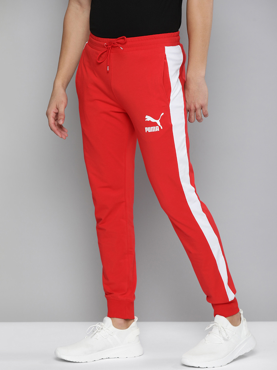 

Puma Men Red Iconic T7 Joggers with Side Stripe