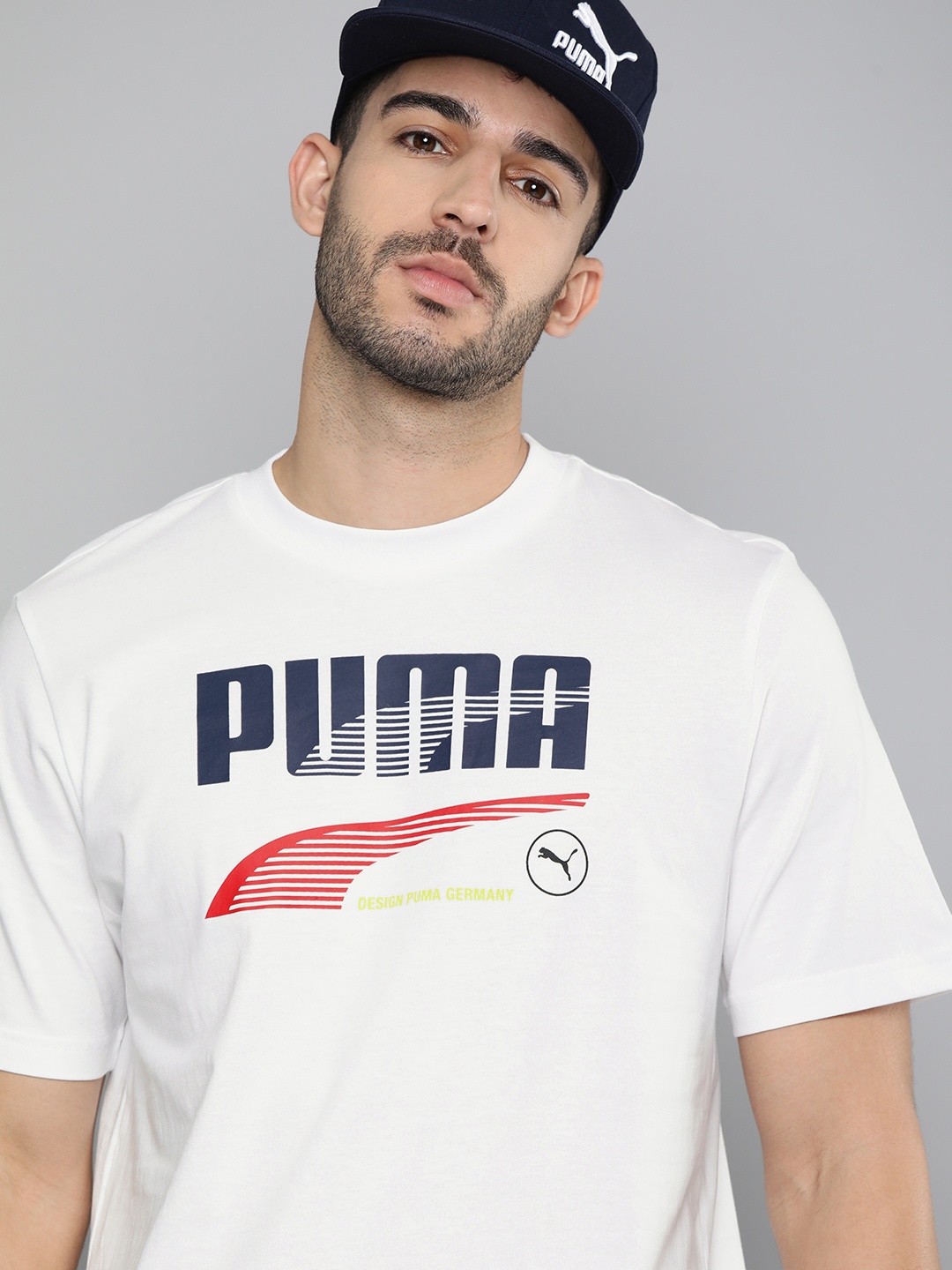 

Puma Men White DECOR8 Brand Logo Printed Pure Cotton T-shirt