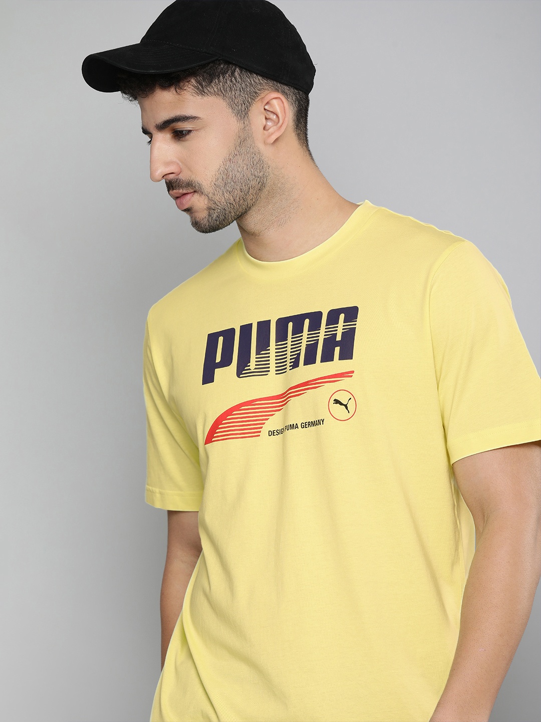 

Puma Men Yellow Brand Logo DECOR8 Printed Pure Cotton T-shirt