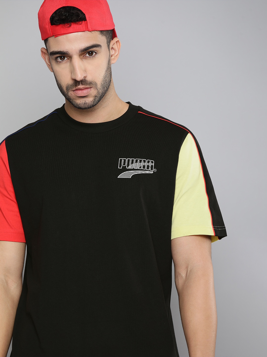 

Puma Men Black Solid DECOR8 Pure Cotton T-shirt