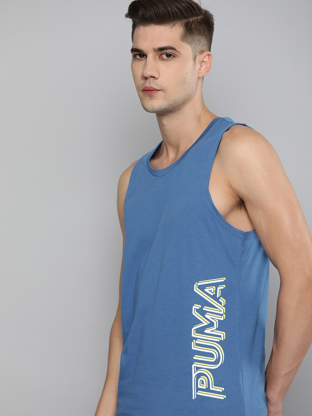 

Puma Men Blue MODERN SPORTS Brand Logo Printed Pure Cotton T-shirt