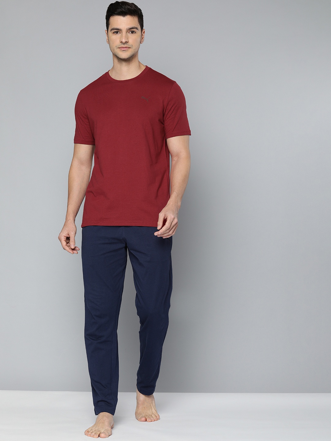 

Puma Men Maroon & Navy Blue Tee+Jogger Night Suit