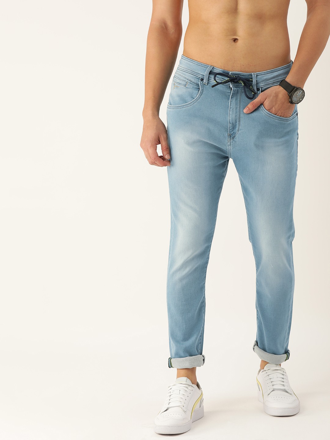 

Flying Machine Men Blue Jogger Fit Light Fade Stretchable Jeans