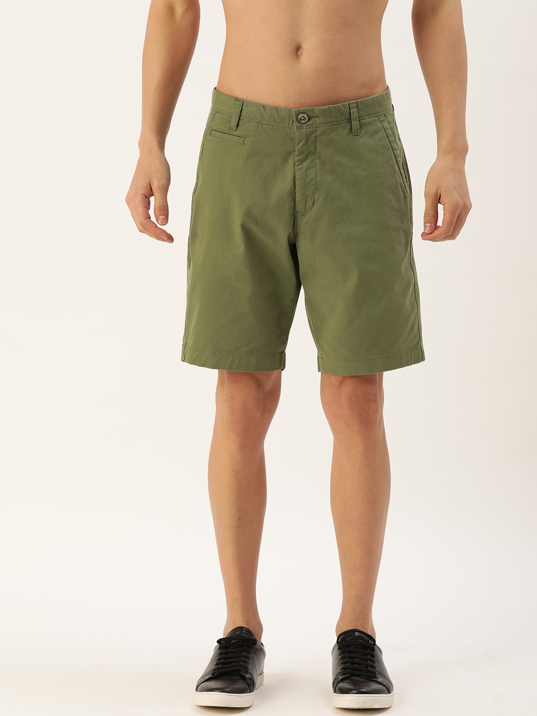 

Flying Machine Men Olive Slim Fit High-Rise Chino Shorts