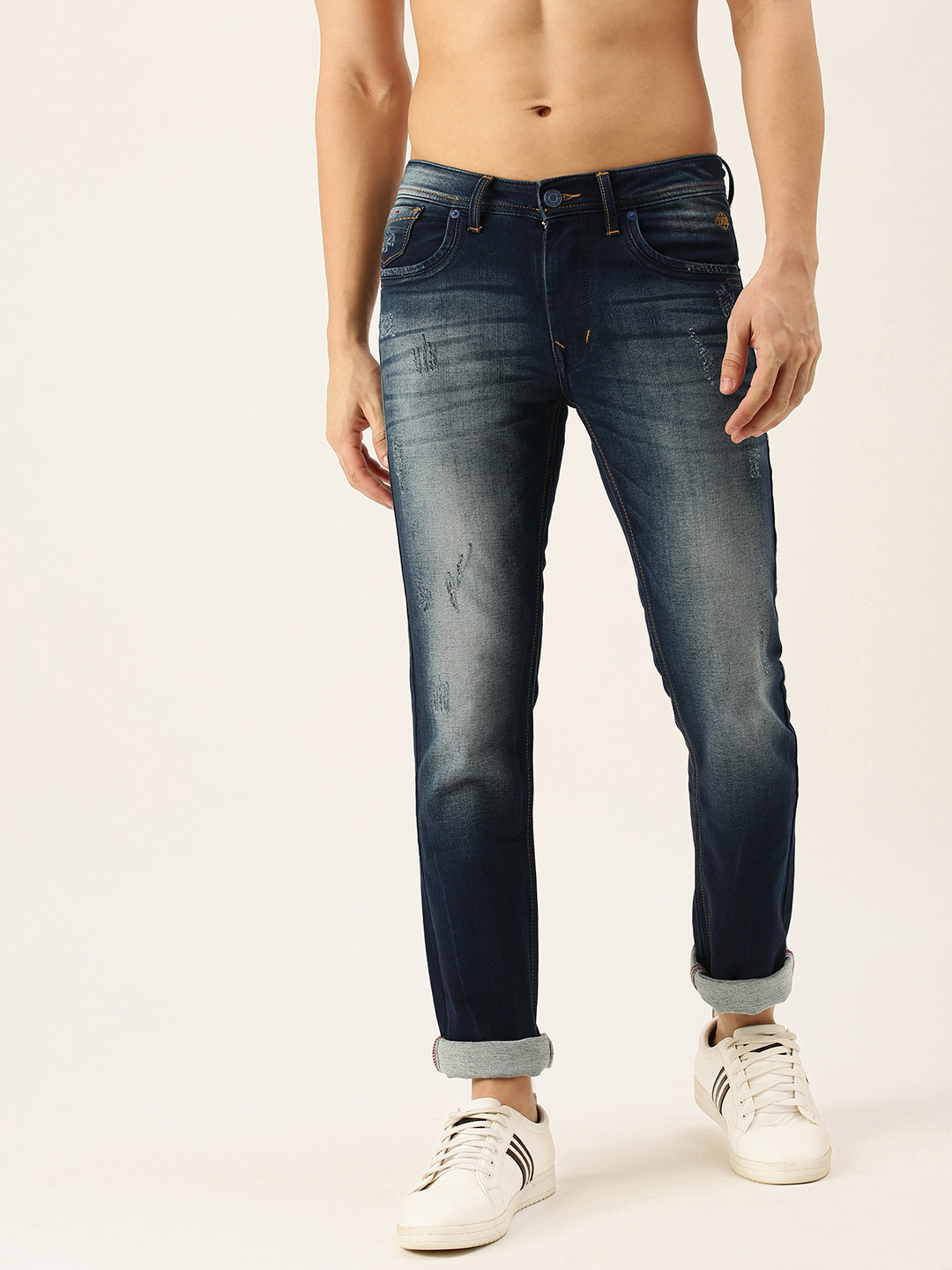 

Flying Machine Men Blue Slim Fit Heavy Fade Stretchable Jeans