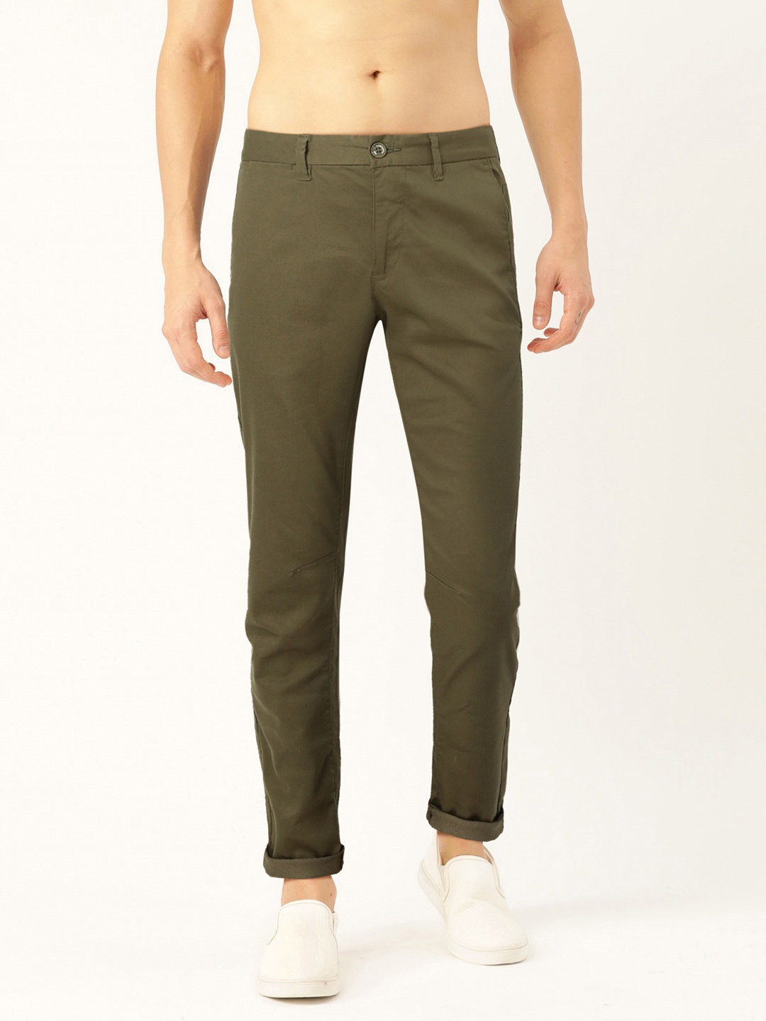 

Flying Machine Men Olive Green Slim Fit Trousers