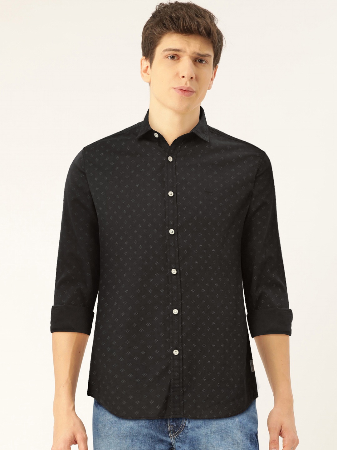 

Flying Machine Men Black Slim Fit Ethnic Printed Casual Shirt