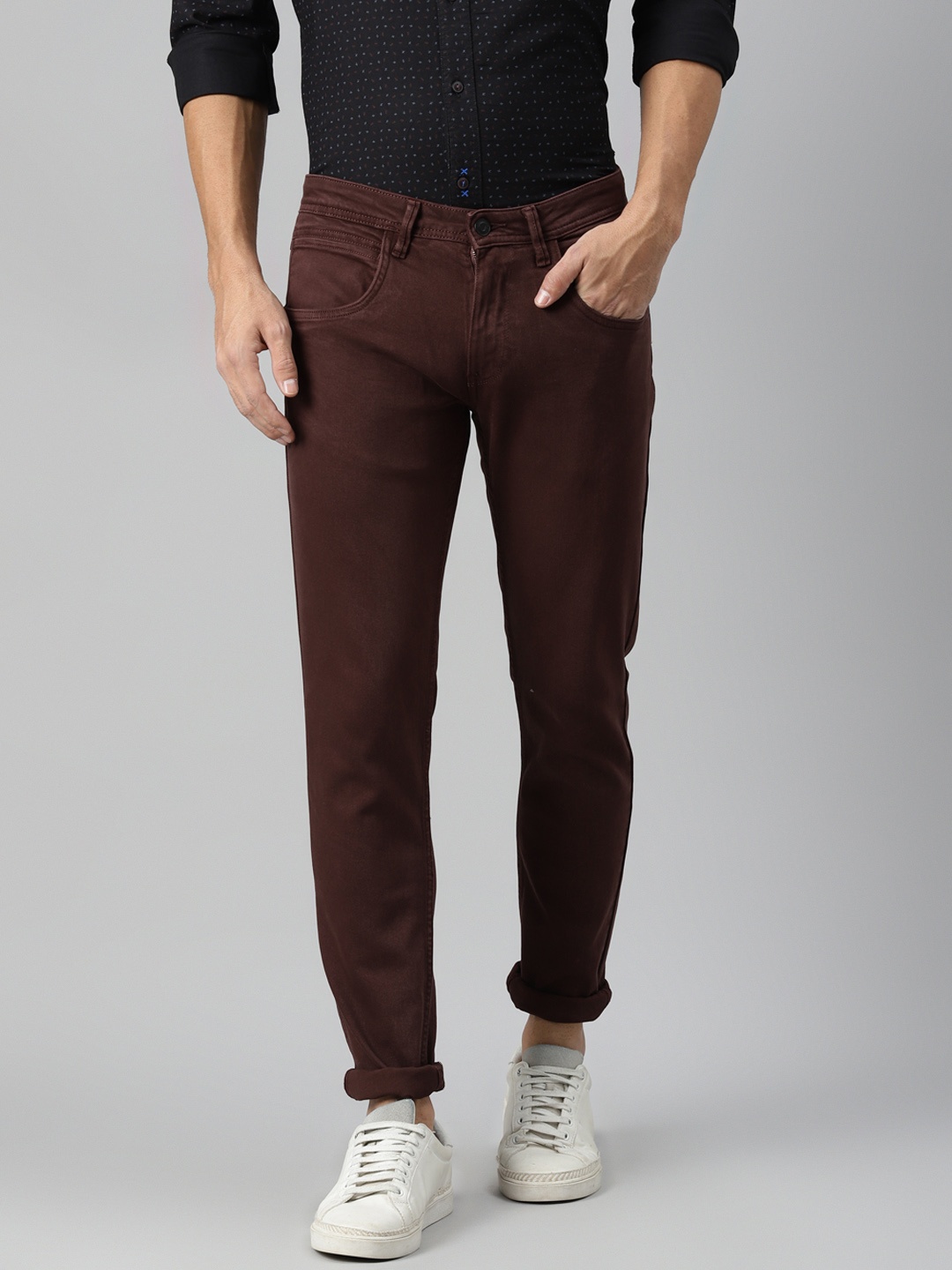 

VAN HEUSEN DENIM LABS Men Maroon Super Skinny Rock Fit Low-Rise Stretchable Jeans