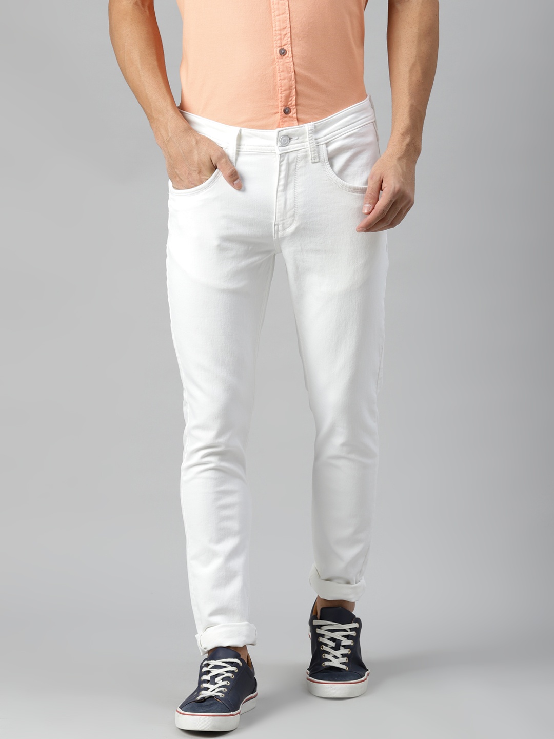 

VAN HEUSEN DENIM LABS Men White Super Skinny Rock Fit Low-Rise Stretchable Jeans