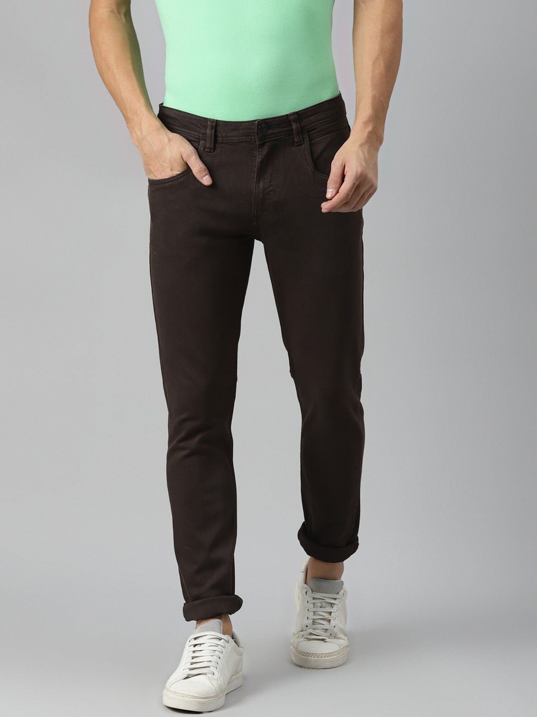 

VAN HEUSEN DENIM LABS Men Brown Super Skinny Fit Low-Rise Stretchable Jeans