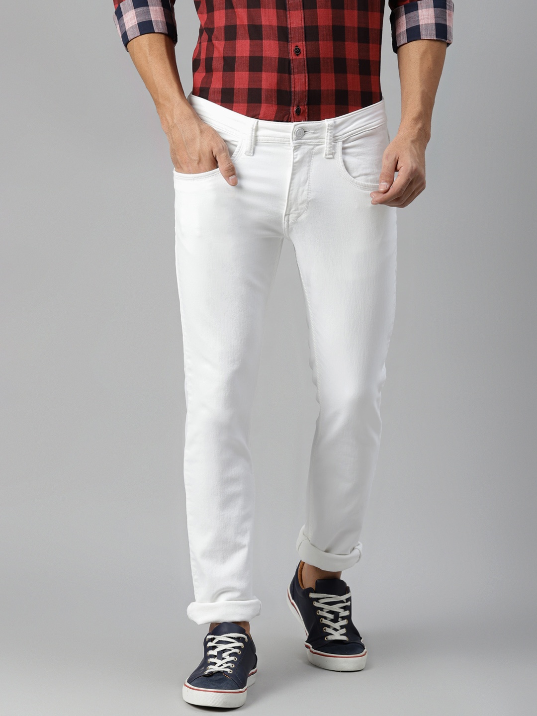 

VAN HEUSEN DENIM LABS Men White Pop Slim Fit Low-Rise Stretchable Jeans