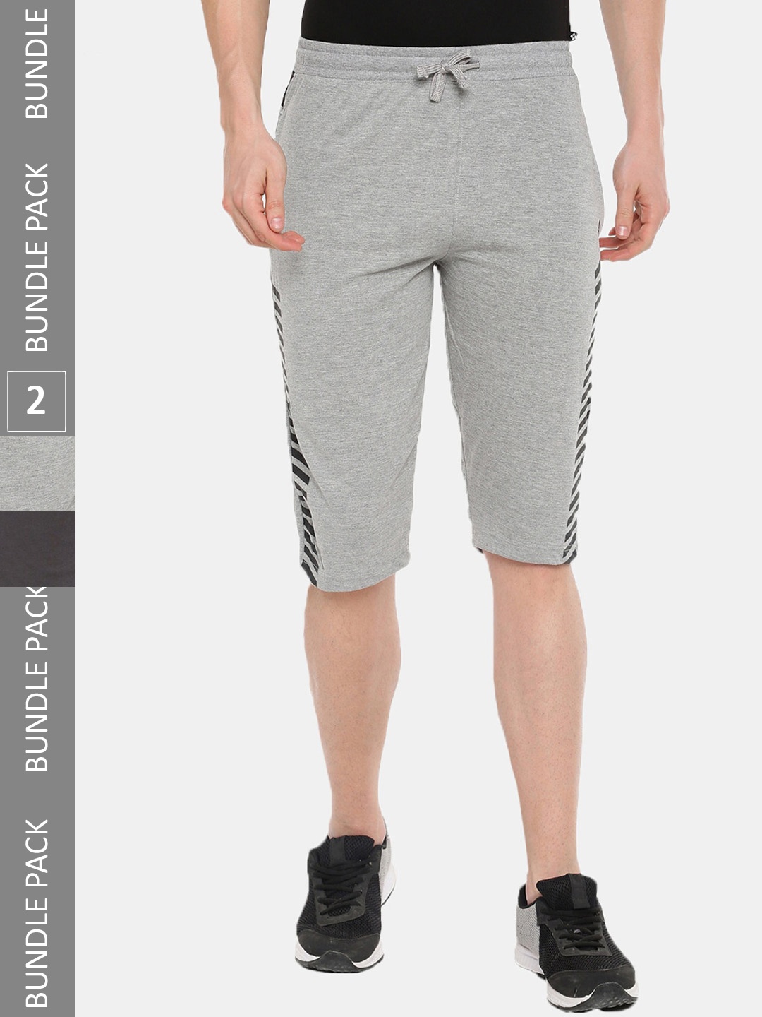 

Dollar Men Pack of 2 Grey Solid Regular Fit Cotton Regular Shorts