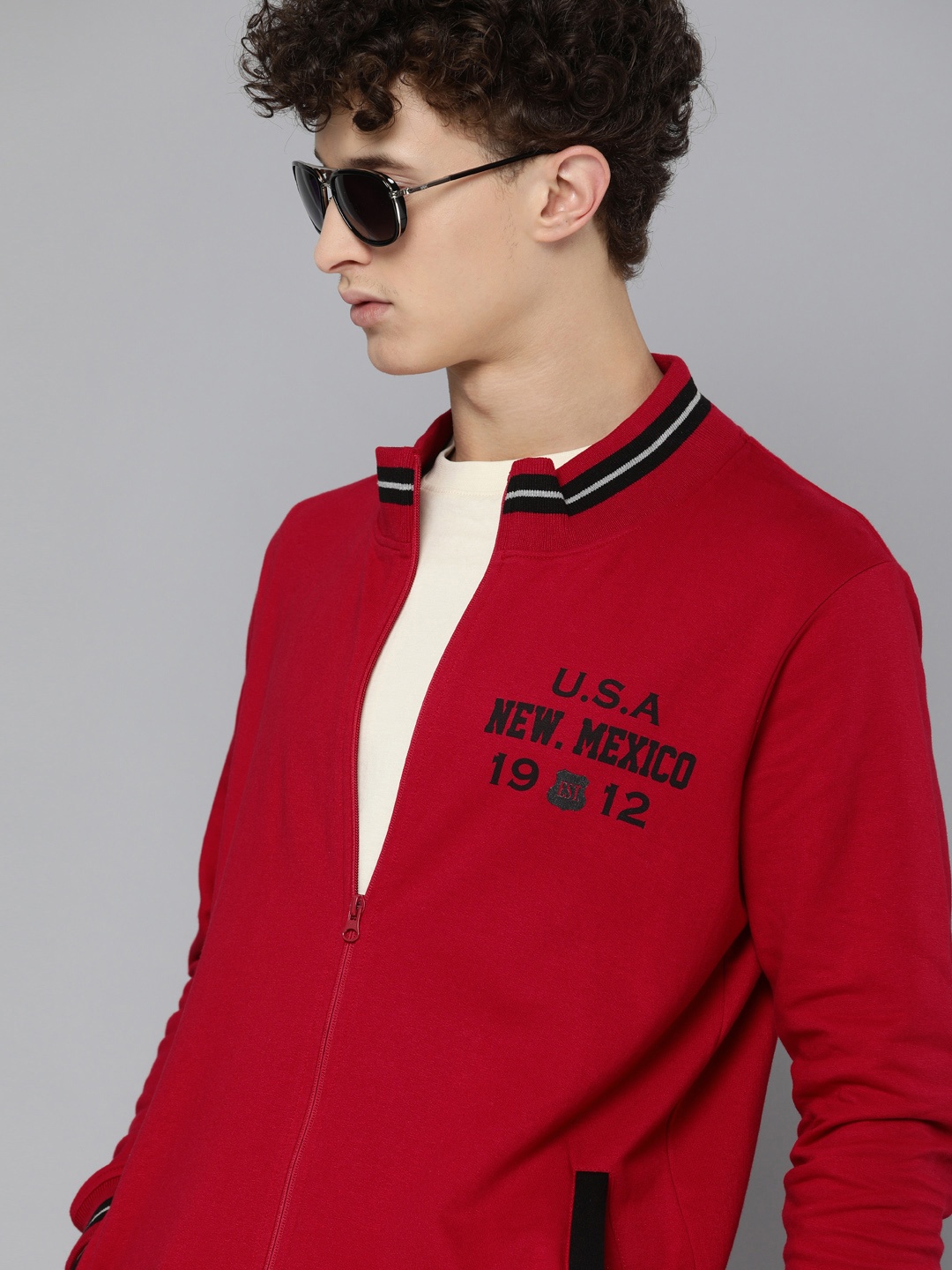 

HERE&NOW Men Red Printed Sweatshirt