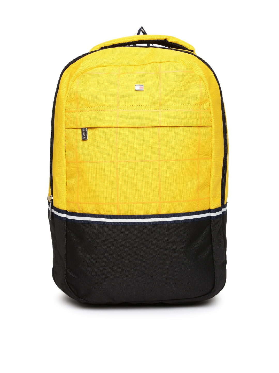 

Tommy Hilfiger Unisex Yellow & Black Colourblocked Backpack