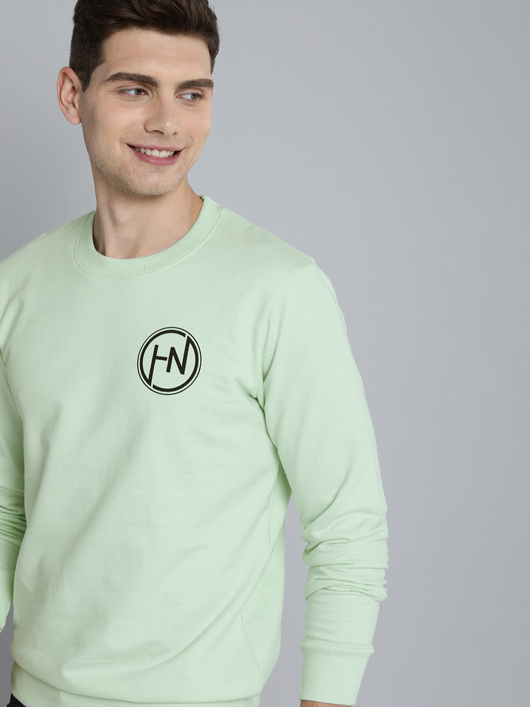 

HERE&NOW Men Green Sweatshirt With Printed Detailing