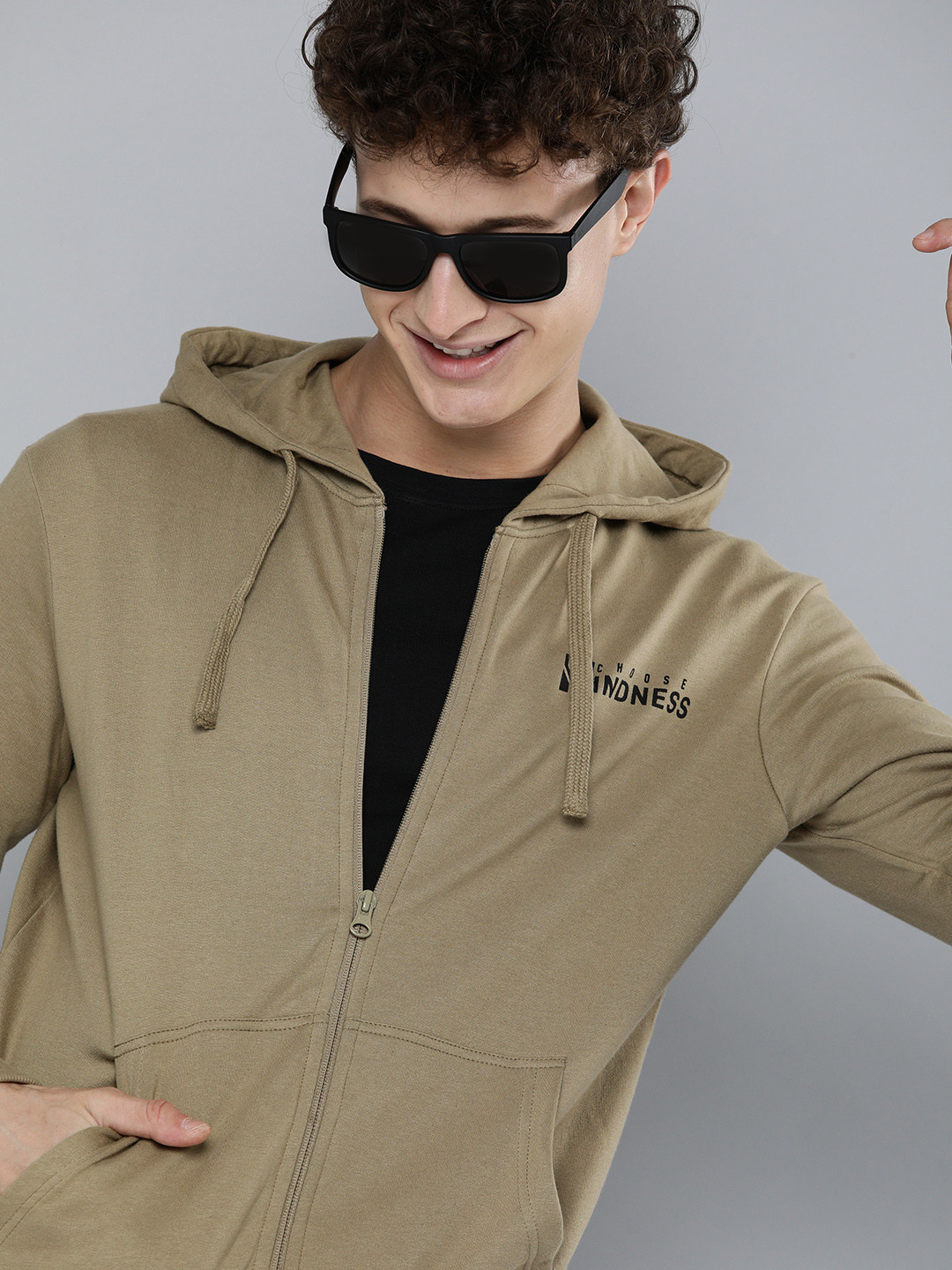 

HERE&NOW Men Brown Hooded Sweatshirt