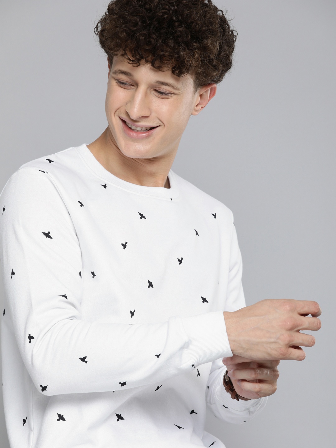 

HERE&NOW Men White Printed Sweatshirt