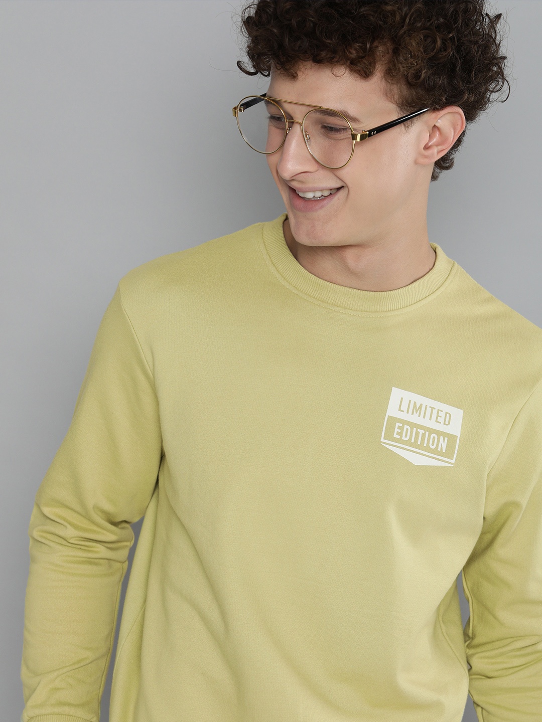 

HERE&NOW Men Lime Green Sweatshirt