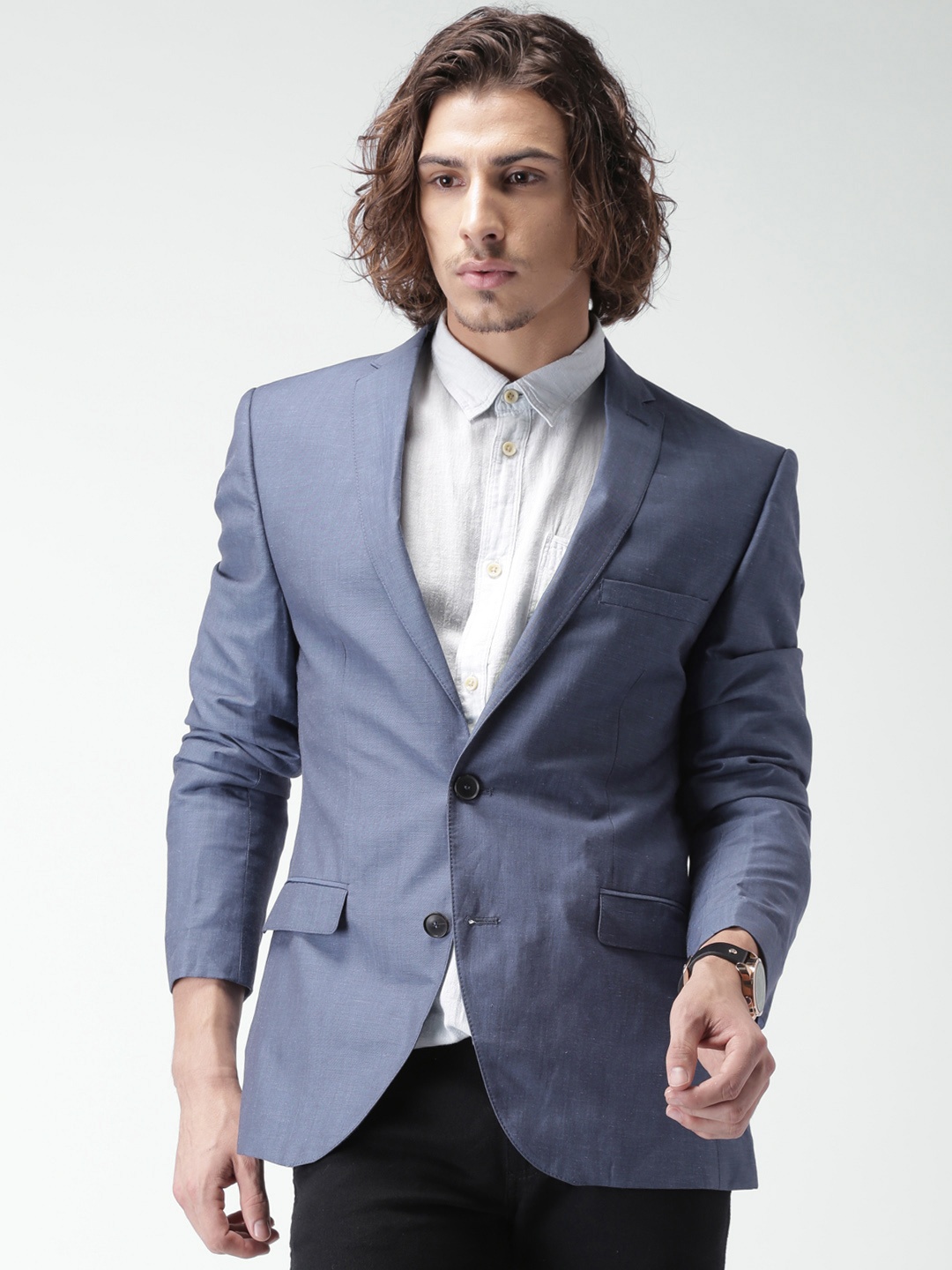 

SELECTED Blue Woollen Slim Fit Single-Breasted Formal Blazer