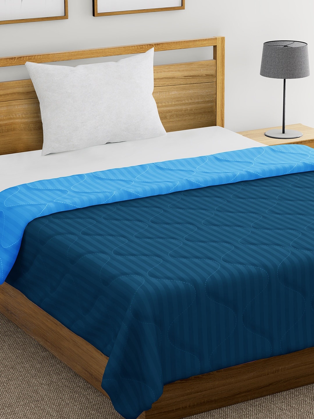 

Divine Casa Blue Solid Heavy Winter 150 GSM Single Bed Comforter