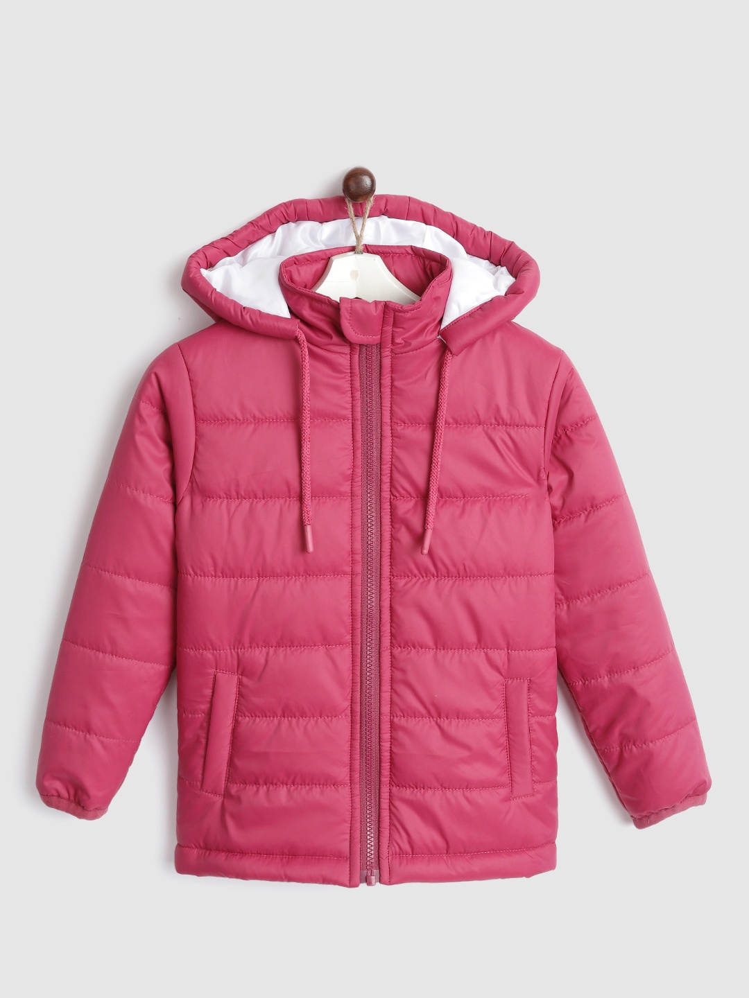 

YK Girls Fuchsia Pink Hooded Padded Jacket