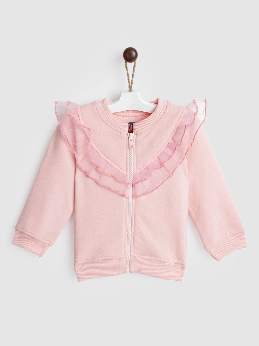 

YK Infant Girls Pink Solid Ruffled Sweatshirt