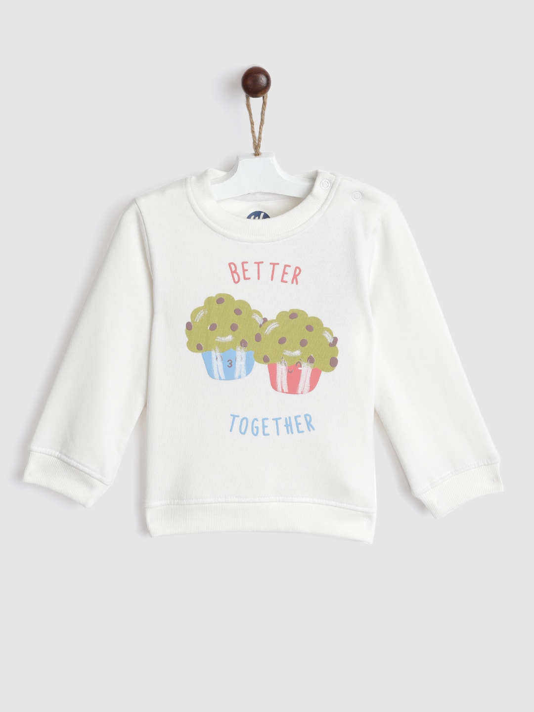 

YK Infant Girls White Printed Sweatshirt