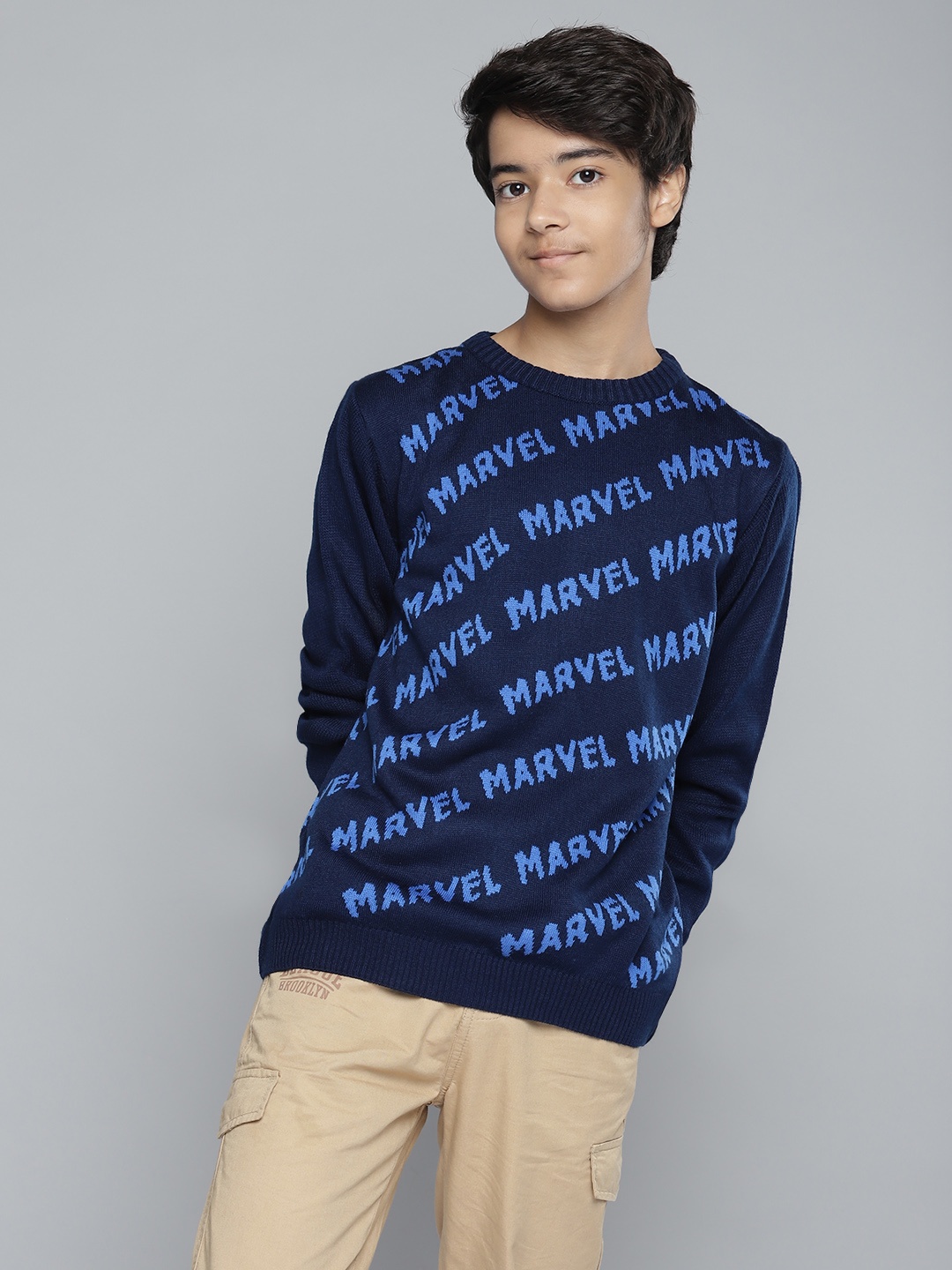 

YK Marvel Boys Blue Marvel Patterned Pullover