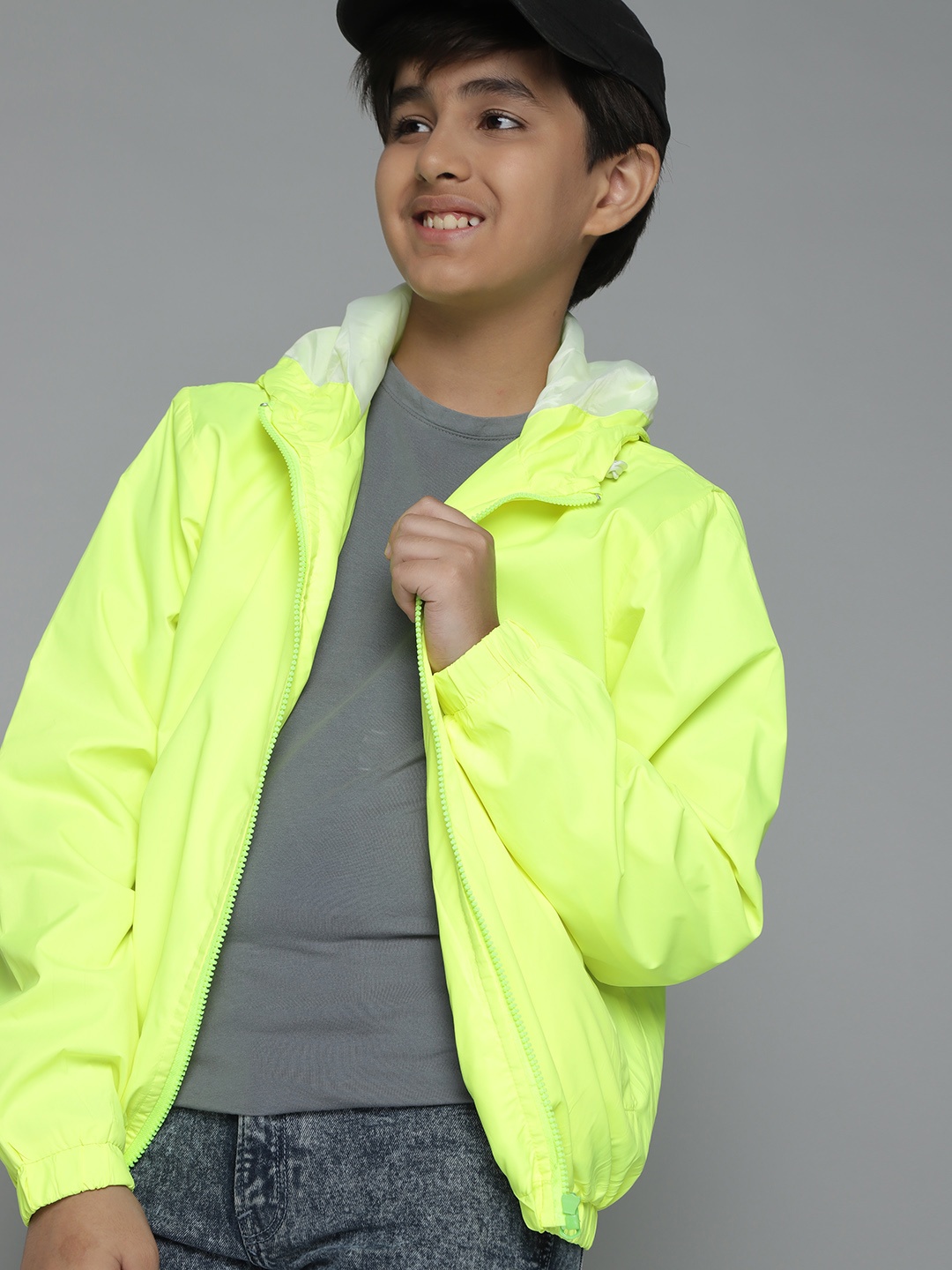 

YK Boys Fluorescent Green Hooded Jacket