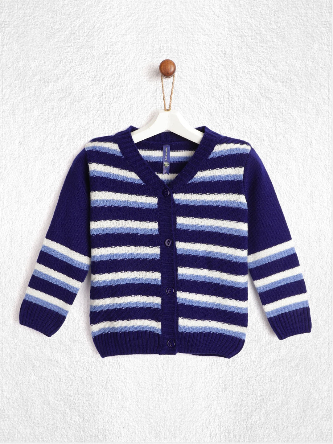 

YK Infant Boys Blue & White Striped Cardigan