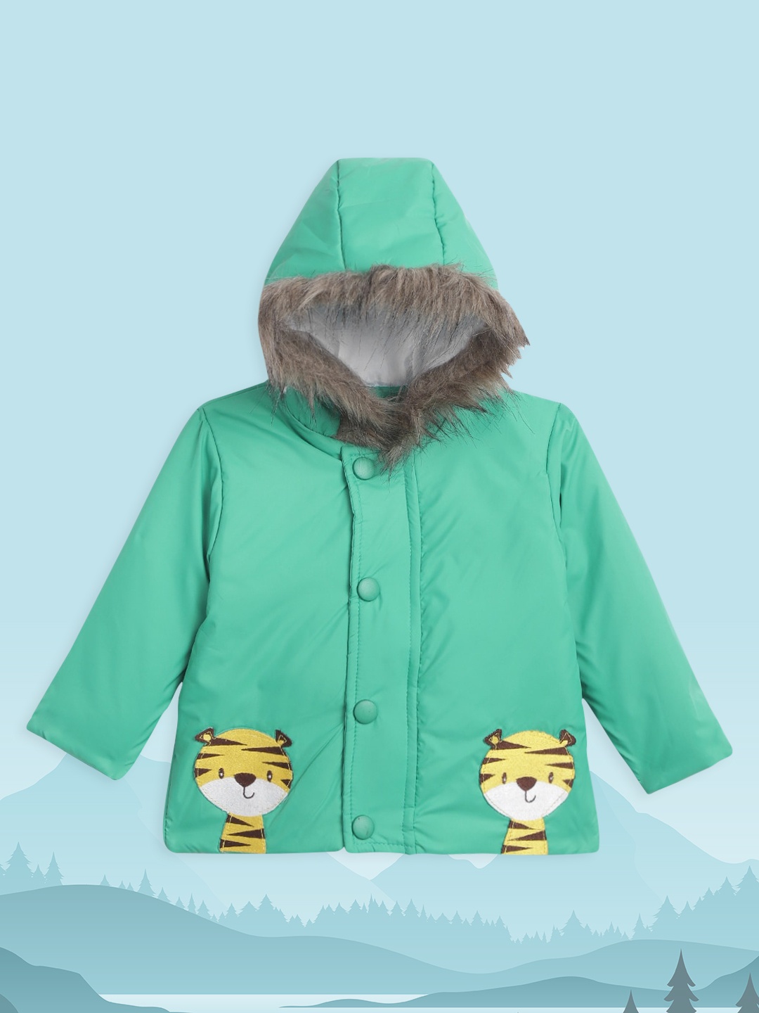 

YK Infant Boys Green Tiger Applique Parka Jacket