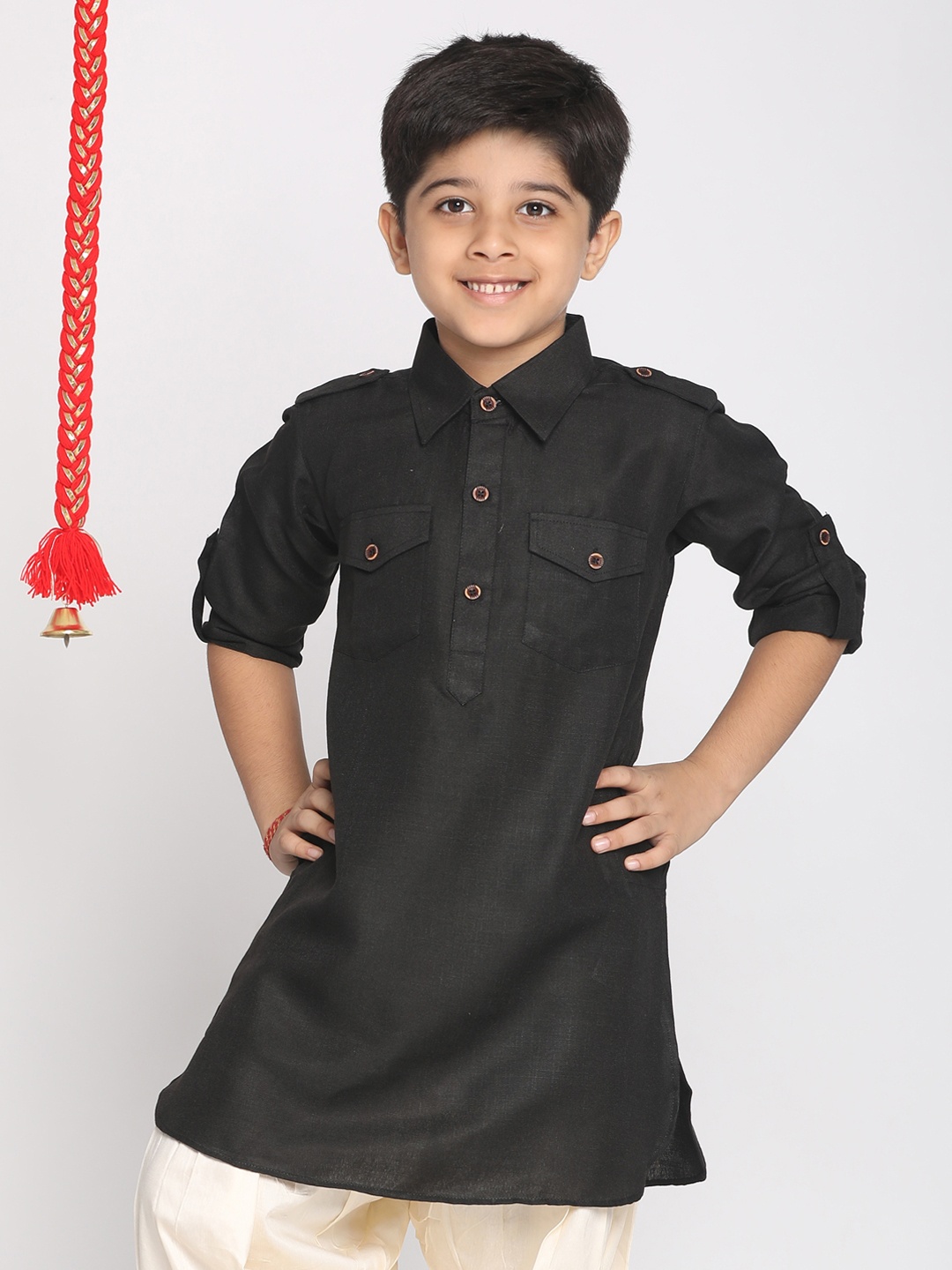 

VASTRAMAY Boys Black Pathani Kurta