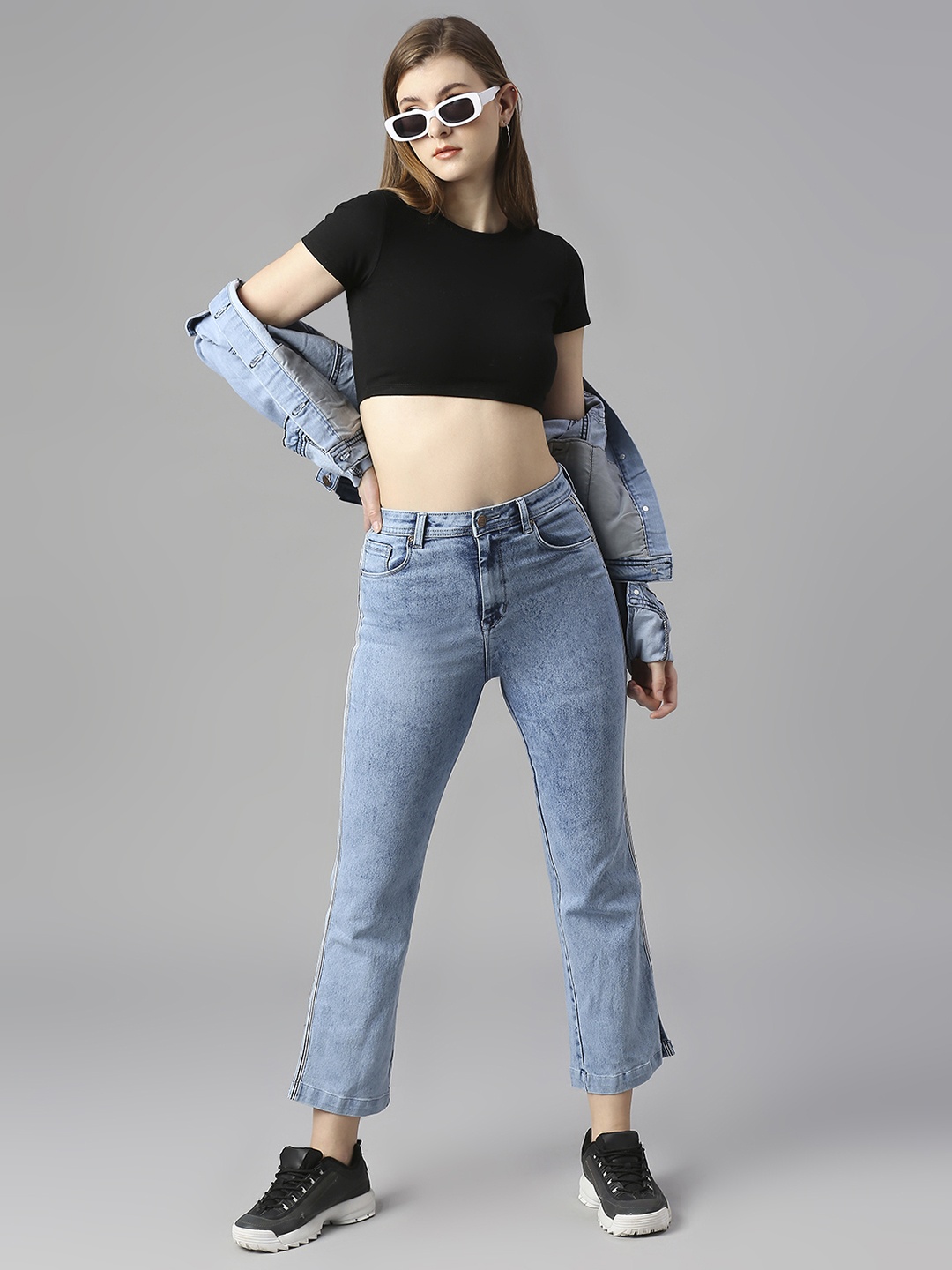 

High Star Women Blue Relaxed Fit High-Rise Heavy Fade Jeans